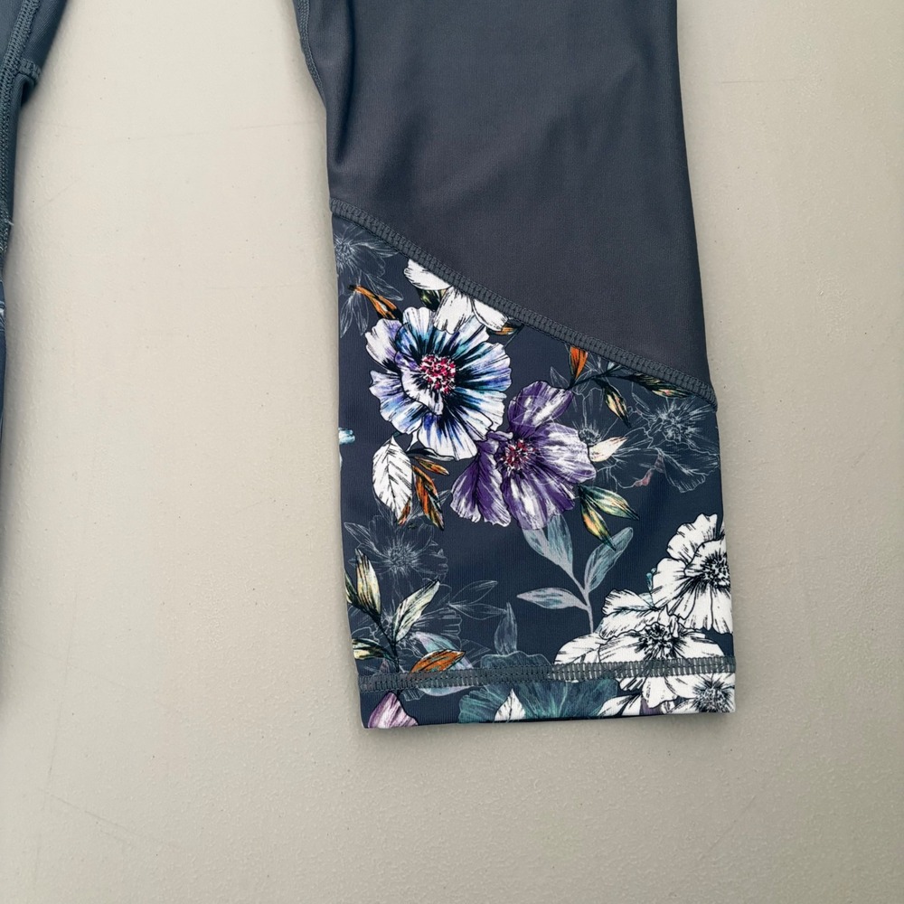 RBX Active Womens Gray Floral Print Capri Leggings with Pockets Size Medium - Picture 4 of 6